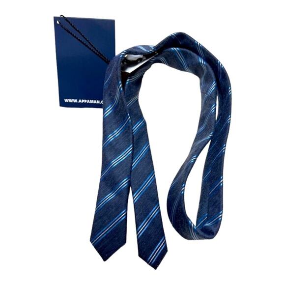 NWT Appaman Fine Tailoring Blue Riviera Stripe L/XL Kids Neck Tie - Picture 2 of 7